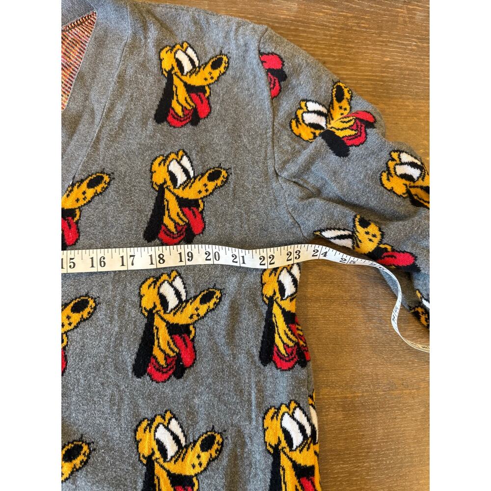 Disney Store Pluto Dog 90th Anniversary Varsity Grey Cardigan Adult Size XL - Picture 7 of 8